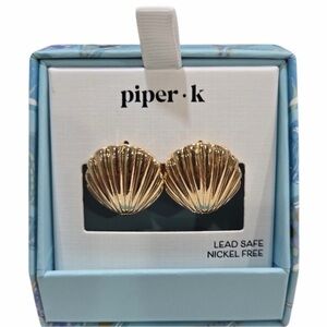 Piper K Elegant Gold Shell Earrings